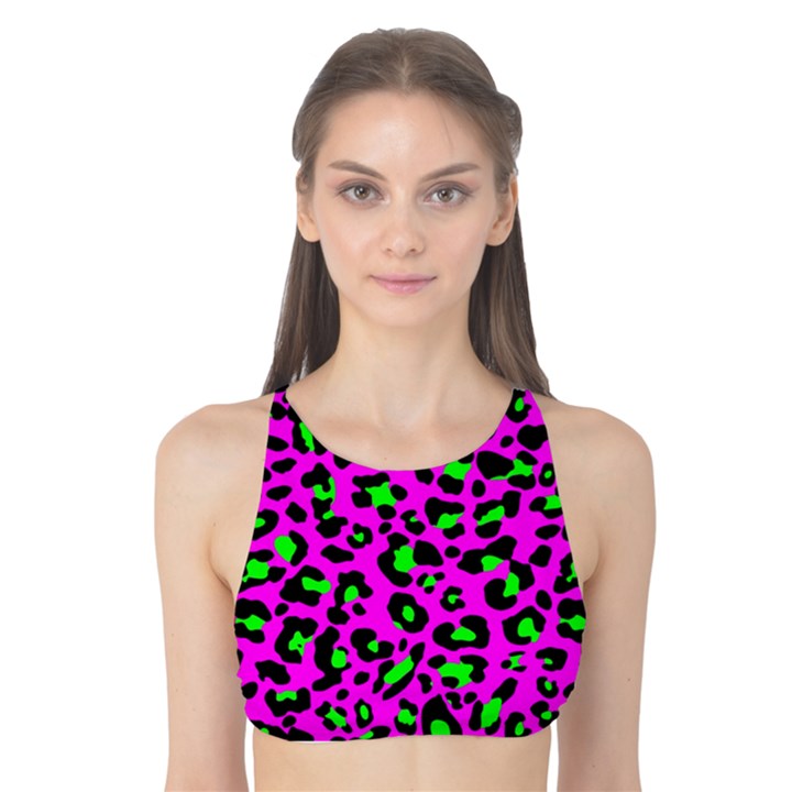 Pink and green leopard spots pattern Tank Bikini Top