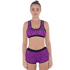 Pink And Green Leopard Spots Pattern Racerback Boyleg Bikini Set by Casemiro