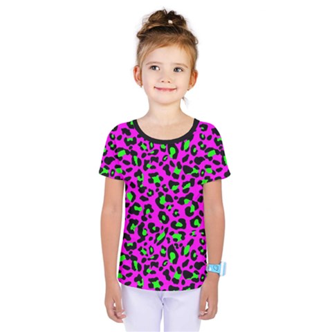 Pink And Green Leopard Spots Pattern Kids  One Piece Tee by Casemiro