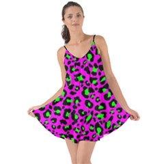 Pink And Green Leopard Spots Pattern Love The Sun Cover Up by Casemiro