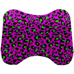 Pink And Green Leopard Spots Pattern Head Support Cushion by Casemiro