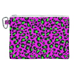 Pink And Green Leopard Spots Pattern Canvas Cosmetic Bag (xl) by Casemiro