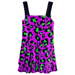 Pink And Green Leopard Spots Pattern Kids  Layered Skirt Swimsuit by Casemiro