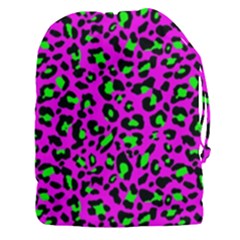 Pink And Green Leopard Spots Pattern Drawstring Pouch (3xl) by Casemiro