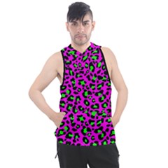 Pink And Green Leopard Spots Pattern Men s Sleeveless Hoodie by Casemiro