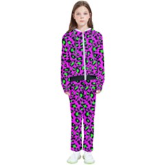 Pink And Green Leopard Spots Pattern Kids  Tracksuit by Casemiro