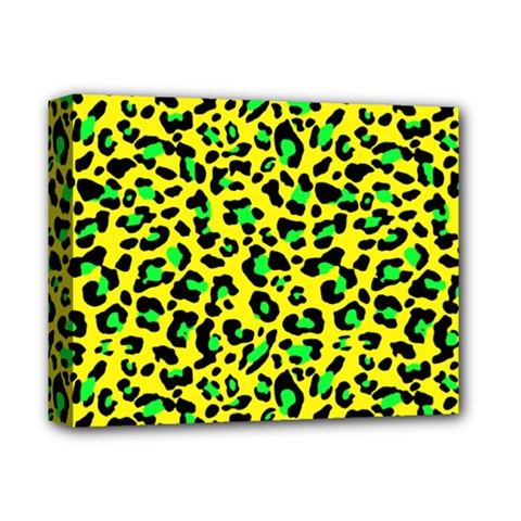 Yellow And Green, Neon Leopard Spots Pattern Deluxe Canvas 14  X 11  (stretched) by Casemiro