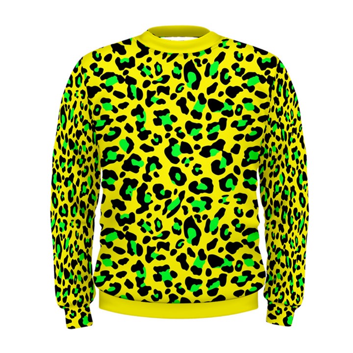 Yellow and green, neon leopard spots pattern Men s Sweatshirt