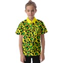 Yellow and green, neon leopard spots pattern Kids  Short Sleeve Shirt View1