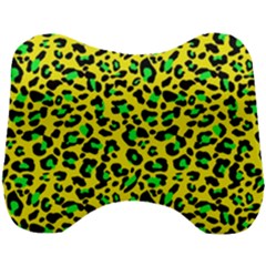 Yellow And Green, Neon Leopard Spots Pattern Head Support Cushion by Casemiro