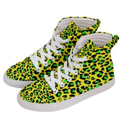 Yellow And Green, Neon Leopard Spots Pattern Women s Hi-top Skate Sneakers by Casemiro