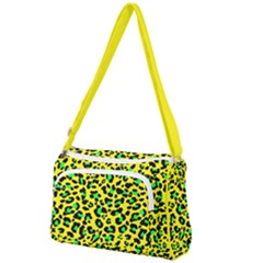 Yellow And Green, Neon Leopard Spots Pattern Front Pocket Crossbody Bag by Casemiro