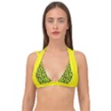 Yellow and green, neon leopard spots pattern Double Strap Halter Bikini Top View1