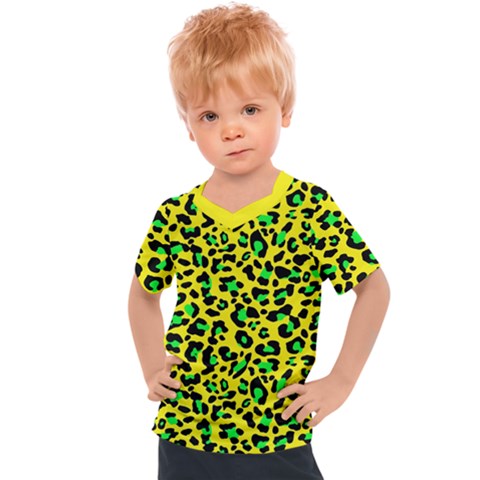 Yellow And Green, Neon Leopard Spots Pattern Kids  Sports Tee by Casemiro