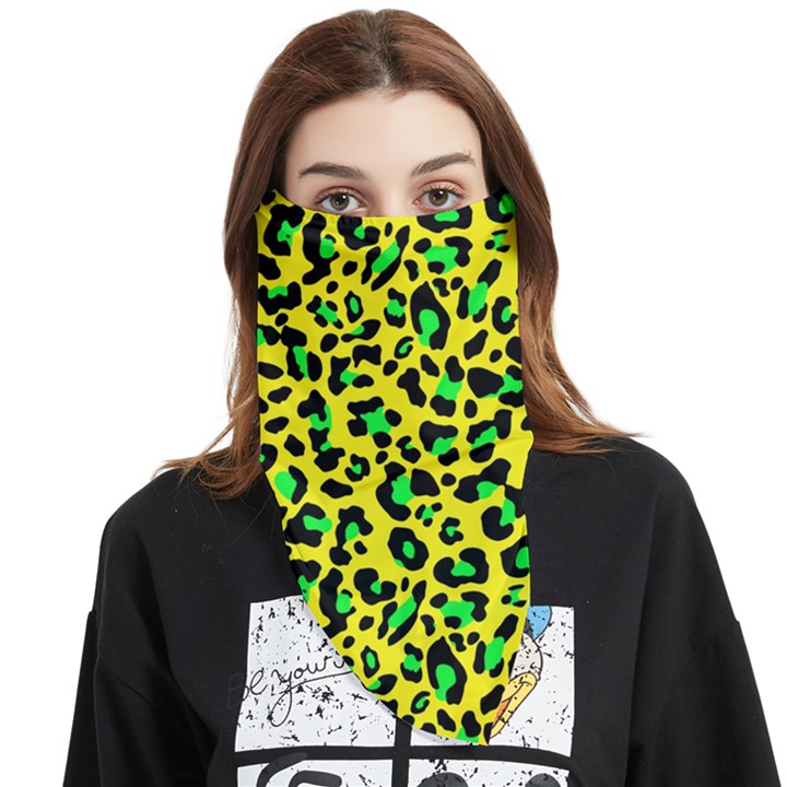 Yellow and green, neon leopard spots pattern Face Covering Bandana (Triangle)