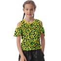 Yellow and green, neon leopard spots pattern Kids  Butterfly Cutout Tee View1