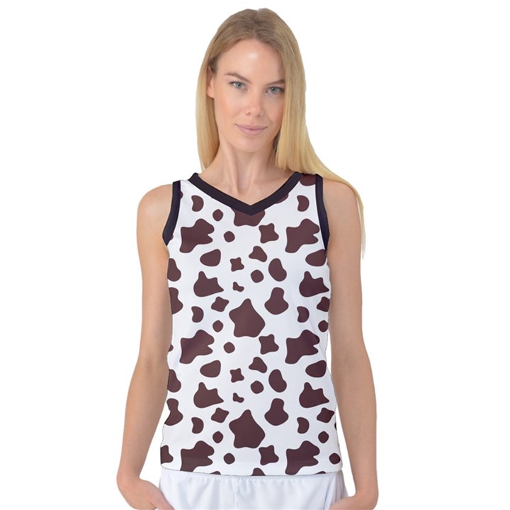 Brown cow spots pattern, animal fur print Women s Basketball Tank Top