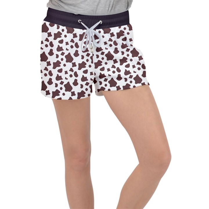 Brown cow spots pattern, animal fur print Velour Lounge Shorts