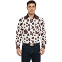 Brown cow spots pattern, animal fur print Men s Long Sleeve Pocket Shirt  View1