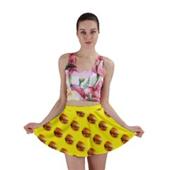 Vector Burgers, Fast Food Sandwitch Pattern At Yellow Mini Skirt by Casemiro