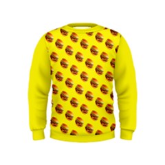 Vector Burgers, Fast Food Sandwitch Pattern At Yellow Kids  Sweatshirt by Casemiro