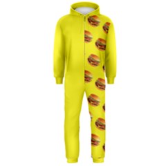 Vector Burgers, Fast Food Sandwitch Pattern At Yellow Hooded Jumpsuit (men)  by Casemiro