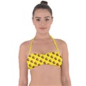 Vector Burgers, fast food sandwitch pattern at yellow Halter Bandeau Bikini Top View1