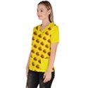 Vector Burgers, fast food sandwitch pattern at yellow Women s V-Neck Scrub Top View2