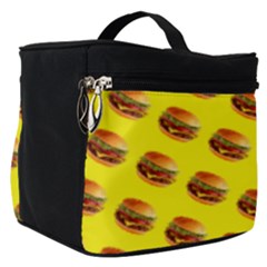 Vector Burgers, Fast Food Sandwitch Pattern At Yellow Make Up Travel Bag (small) by Casemiro