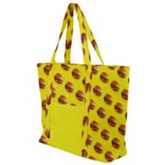 Vector Burgers, Fast Food Sandwitch Pattern At Yellow Zip Up Canvas Bag by Casemiro