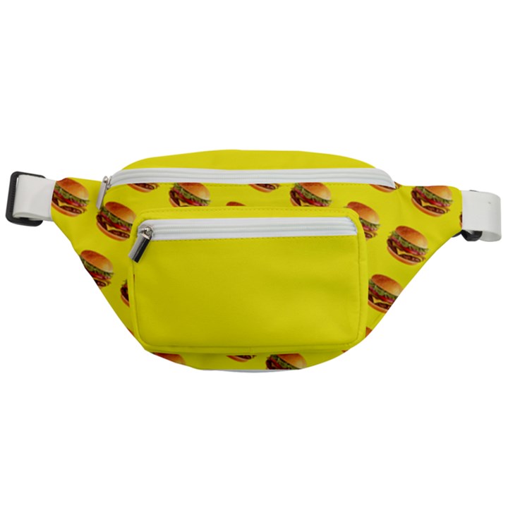 Vector Burgers, fast food sandwitch pattern at yellow Fanny Pack