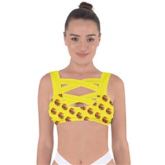 Vector Burgers, Fast Food Sandwitch Pattern At Yellow Bandaged Up Bikini Top by Casemiro