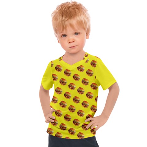 Vector Burgers, Fast Food Sandwitch Pattern At Yellow Kids  Sports Tee by Casemiro