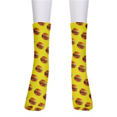 Vector Burgers, Fast Food Sandwitch Pattern At Yellow Men s Crew Socks by Casemiro