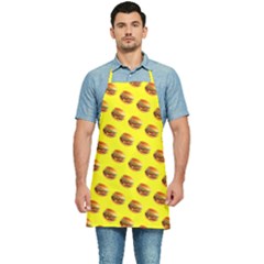 Vector Burgers, Fast Food Sandwitch Pattern At Yellow Kitchen Apron by Casemiro