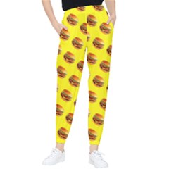 Vector Burgers, Fast Food Sandwitch Pattern At Yellow Tapered Pants by Casemiro