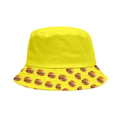 Vector Burgers, Fast Food Sandwitch Pattern At Yellow Inside Out Bucket Hat