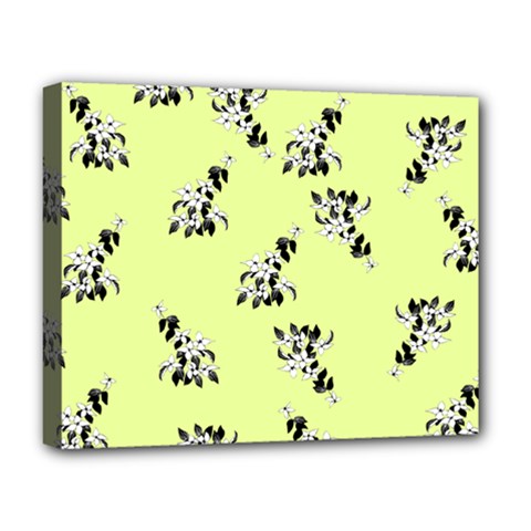 Black And White Vector Flowers At Canary Yellow Deluxe Canvas 20  X 16  (stretched) by Casemiro