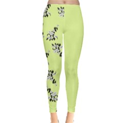 Black And White Vector Flowers At Canary Yellow Leggings  by Casemiro