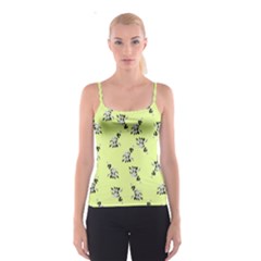 Black And White Vector Flowers At Canary Yellow Spaghetti Strap Top by Casemiro