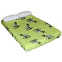 Black and white vector flowers at canary yellow Fitted Sheet (Queen Size) View2