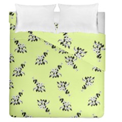 Black And White Vector Flowers At Canary Yellow Duvet Cover Double Side (queen Size) by Casemiro