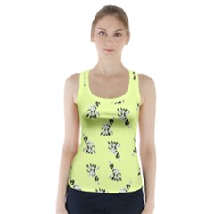 Black And White Vector Flowers At Canary Yellow Racer Back Sports Top by Casemiro