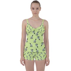 Black And White Vector Flowers At Canary Yellow Tie Front Two Piece Tankini by Casemiro