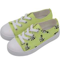 Black And White Vector Flowers At Canary Yellow Kids  Low Top Canvas Sneakers by Casemiro