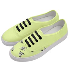 Black And White Vector Flowers At Canary Yellow Women s Classic Low Top Sneakers by Casemiro