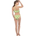 Black and white vector flowers at canary yellow Racer Front Bikini Set View2