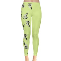 Black And White Vector Flowers At Canary Yellow Inside Out Leggings by Casemiro