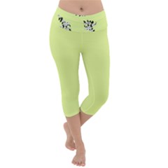 Black And White Vector Flowers At Canary Yellow Lightweight Velour Capri Yoga Leggings by Casemiro