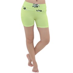 Black And White Vector Flowers At Canary Yellow Lightweight Velour Yoga Shorts by Casemiro